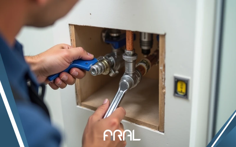 نصب بدنه توکار و اتصال لوله‌های آب سرد و گرم در فرآیند نصب شیرآلات توکار